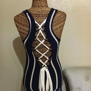 Cookies Hawaii Nautical Maxi Dress Lace up back